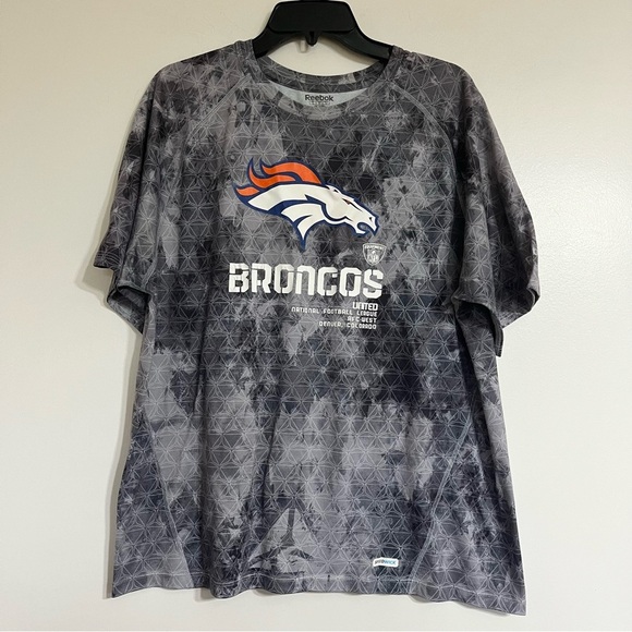 Men’s Reebok Speedwick Denver Broncos Short Sleeve T-shirt Size Large Gray - Picture 1 of 8